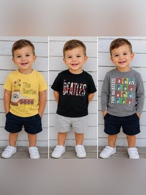 The Beatles Kids Short-Sleeve Tee Trio - Yellow, Black, Gray